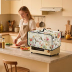 Convection Toaster Oven Cover Decorative Dustproof Convection Microwave Oven Cover with Storage Pockets for Kitchen Countertop, S, 14.5 x 18.5 x 9 Inches, Retro Hummingbird Floral