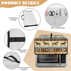 Horse Star Stipe Print Microwave Oven Dust Cover with Storage Bags Microwave Oven Grill Cover Protector Universal Reusable Decor Accessories for Kitchen, S