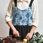 Uaussi Cotton Linen Apron Cross Back Work Apron for Women with Pockets Pinafore Dress X Cross Halter Apron for Chef Gardening