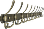 Dseap Coat Rack Wall Mount - 38” Long 10-Tri-Hooks Heavy Duty Coat Hanger Rail Wall Hooks for Hanging Coats Hats Clothing Clothes Purse Mudroom Entryway, Bronze