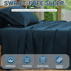Extra Deep Pocket Queen Sheets 18-24 Inch 100% Egyptian Cotton 1000 Thread Count Sateen Weave Soft Breathable 4 Pieces（Queen,Navy）