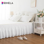 RIMELA White Bed Skirt King Size 18 Inch Drop, Elastic Bed Skirting for Bed Base and Frame, Bedding Dust Ruffle Easy to Install, Lightweight Wrap Around Adjustable Bedskirt