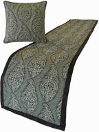 The HomeCentric King/Queen/Twin Grey Decorative Full 68"x18" Bed Runner Without Pillow Cover, Paisley & Beaded Bed Scarf on Jacquard Fabric - Paisley History
