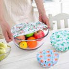 5 Pieces Bowl Covers Reusable, 5 Size Elastic Cloth Bowl Covers for Bread Proofing Stretch Food Covers Washable for Food Fruits Leftover (Pink Floral Eucalyptus leaves)