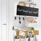 Mail Organizer Wall Mount，Key Holder Mail and Key Organizer for Wall with Shelf, Chalkboard, Corkboard, Home Decor for Room Office Entryway(Ivory White)