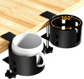 2 Pack Large Desk Cup Holder, OOKUU Anti-Spill Cup Holder for Desk or Table, Sturdy and Durable, Easy to Install, Enough to Hold Coffee Cups, Water Bottles, Gaming PC Office Accessories, Black
