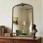 Besdomus Antique Large Arched Mirror: 24"x36" French Arch Black Vintage Wall Vanity Mirror - Traditional Ornate Home Decor for Entryway/Fireplace/Bathroom/Bedroom - Idea for Young Couples