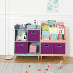 Fabric storage bins Cubes, Fabric Cube Organizer with Handle, Foldable Cube Bins for Cloth or Accessary Storage, 11x11x11, Set of 8, (Purple)