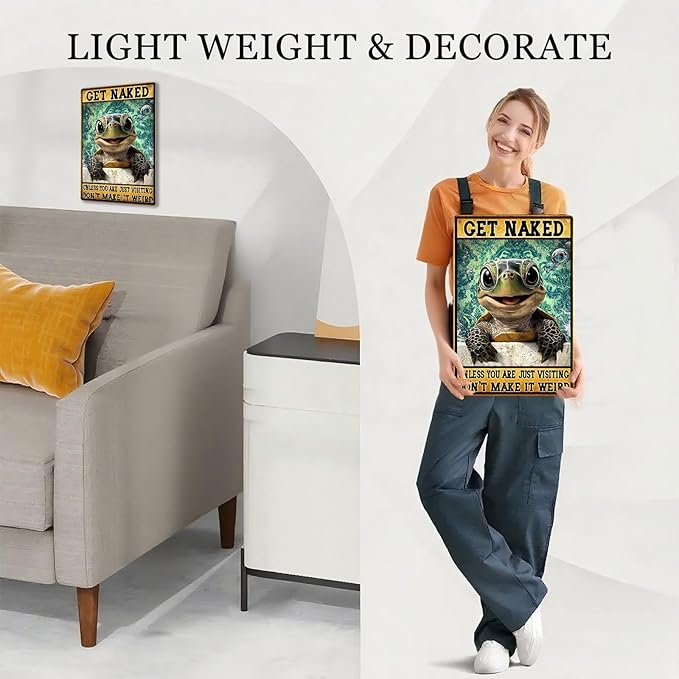 Funny Turtle Bathroom Vintage Tin Sign Turtle Metal Sign Beach Bathroom Wall Decor 8X12Inch