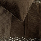 The HomeCentric King Queen Twin Brown Designer Full 68"x18" Bed Runner with Pillow Cover, Quilted & Crystals Bed Scarf on Velvet Fabric - Brown Diamond Symphony