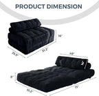 MAXYOYO Folding Sofa Bed, Convertible Chair with Pillow Foldable Couch with Back Support, Portable Fold Out Chair Bed Comfy Floor Sofa Lounge for Living Room Bedroom, Black Double