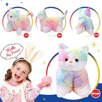 Glow Guards 16" Rainbow Cat Plush Pillow,Cute Kitty Stuffed Animal Soft Lovely Colorful Toy,Bedtime Sofa Decors,Christmas Birthday Children's Day Hoilday Gift for Toddler Kids