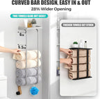 31" Towel Racks for Bathroom, Heavy-Duty Stainless Steel Holds 6 Large Rolled Towels,Wall Mounted Towel Holder with Shelf & Hooks,Extra-Wide Opening Wall Storage for Small Bathroom, Brushed Nickel