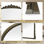 Antique Full Length Mirror 71" x 32", Antique Bronze Arched Large Vintage Mirror in Baroque Style with Tempered Glass, Freestanding for Bedroom, Living Room, Cloakroom
