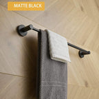 BESy Adjustable 15 to 26 Inch Single Bath Towel Bar Rack for Bathroom Accessories SUS304 Stainless Steel Towel Holder, Wall Mount with Screws Hand Towel Bar Rod Hotel Style, Matte Black
