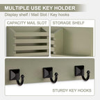 Key Holder Wall Mount, Mail Organizer for Wall with 5 Square Rustic Key Hooks Key Shelf Farmhouse Home Decor for Entryway