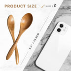 2 PCS Small Wooden Spoons, 5.8 Inch Honey Spoons for Tea, Acacia Wooden Honey Teaspoon for Coffee, Little Tiny Wood Spoons, Bamboo Table Spoon for stirring, Wooden Spoons for Utensils Set