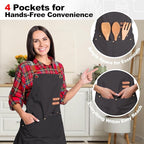 BeLuyi chef apron bib tool apron for man woman cross back straps with 4 pockets for kitchen cooking gardening baking working