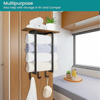 ELITEROO Towel Racks for Bathroom Wall Mounted, Towel Holder with Wooden Shelf and 3 Hooks for Washcloths Hand Towel, Bath Towel Storage Organizer for Small Bathroom, RV, Rustic Brown