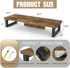 WESTREE Dual Monitor Stand Riser, Wood and Steel Monitor Stand Riser, Computer Monitor Stand for 2 Monitors, Multi-Purpose Desktop Storage Stand for Computer,Laptop,Printer,TV
