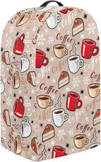 Coffee Pattern Blender Dust Cover with Drawstring, Stand Mixer or Coffee Maker Appliance Covers, Anti Fingerprint Polyester Dust Proof Stain Resistant Blender Cover for Kitchen