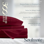 Mayfair Linen 500 Thread Count California King Cotton Sheets - 4 PC Cal King Size Bed Sheet Set Cotton (Burgundy), Soft, Cooling, Sateen 16" Deep Pocket Bedsheet for Hot Sleepers (Fits 18" Mattress)