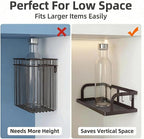 PUSDON 2-Pack 16.5" Extra Long Slim Hollowout Shower Caddy, Wall Mount Spice Rack & Bathroom Organizer, Mesh Bottom Cabinet Door Shelf Holds 50LBS - Vintage Bronze, Hollowout