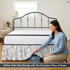 Cottington Lane Ruffled Bed Skirt Queen Size with Split Corner, Brushed Microfiber Hotel Quality Dust Ruffle, 18 Inch Drop Gathered Bedskirt, Soft, Stylish, Shrink & Fade Resistant, Morning Petals