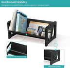 ELITEROO Desk Bookshelf, Small Book Shelf, Wooden Desktop Bookcase, Tilting Table Top Bookshelf for Home Office, for Book Display, Cookbook Storage, Kids Reading, Black