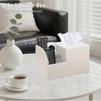 Square Tissue Box Cover with Storage, PU Leather Cube Tissue Box Holder, Remote Control Nightstand Organizer, Modern Desk Caddy for End Table, Bathroom, Bedroom, Home, Office Decor