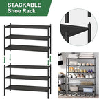 kiplant 3-Tier Black Bamboo Shoe Rack for Entryway, Stackable | Foldable | Natural, Shoe Organizer for Hallway Closet, Free Standing Shoe Racks for Indoor Outdoor