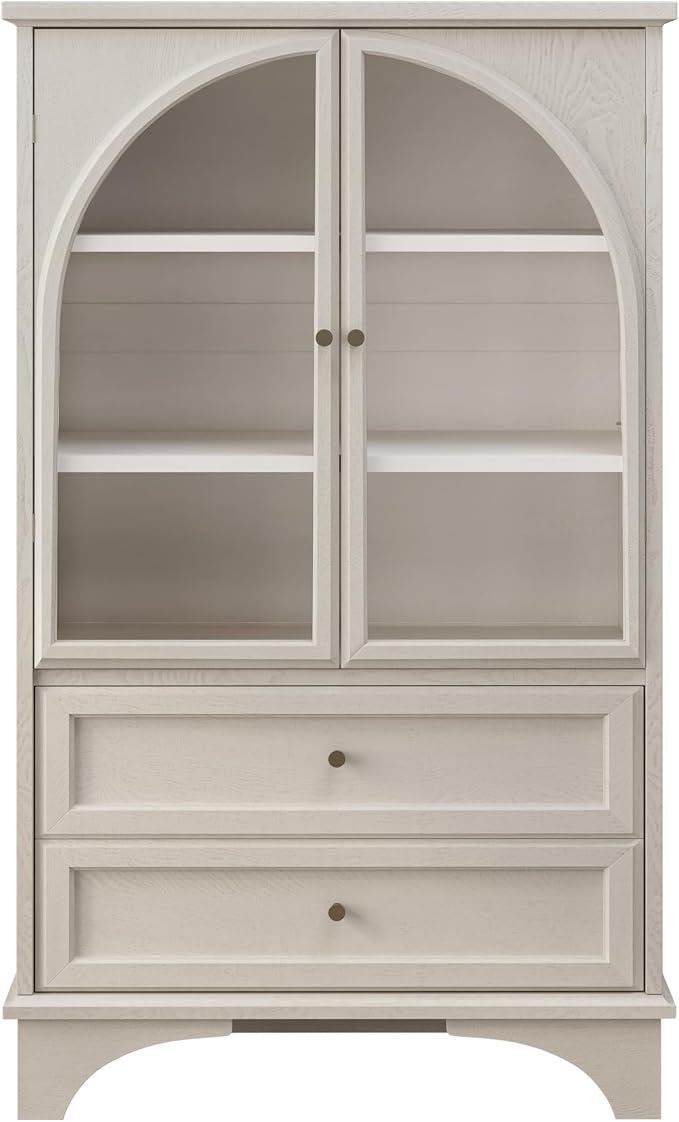 52" Tall Display Cabinet with Glass Doors, Glass Display Case Storage Cabinets