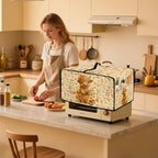 Toaster Oven Dust Cover Dustproof Convection Microwave Ovens Cover Stain-resistant Small Countertop Appliance Protector, M, Highland Cow Coffee Sunflower Fall Decor