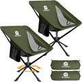 Raynesys 2 Pack Portable Camping Chair, Flexible 360° Rotation, 8 Seconds Quick Setup Folding Camping Chair, 3.8Lb Lightweight Travel Chairs for Easy Carry to Hiking, Sporting, Beach, Army Green