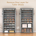 ROJASOP Shoe Rack with Covers, Stackable 10 Tier Tall Shoe Shelf Storage 50-55
