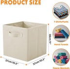 PowerKing Collapsible Storage Cubes with Handles, Fabric Foldable Bins for Closet Shelves, Durable Organization Storage Bins, 10.5'' x 11'' x 10.5'', 2 Pack, Cream