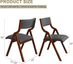 Ball & Cast Foldable Chair with Padded Seat,Wooden Portable Folding Dining Chair W/Ergonomically Designed Back and Cushion,Easy Carry,No Assembly Required,for Kitchen,Set of 2,Grey+Cherry