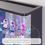 71" Tall Display Cabinet with Glass Doors, Rounded Curio Cabinet with Motion