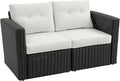 Outsunny 2 Piece Patio Wicker Corner Sofa Set, Outdoor PE Rattan Furniture