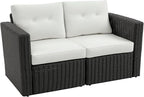 Outsunny 2 Piece Patio Wicker Corner Sofa Set, Outdoor PE Rattan Furniture