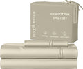 100% Natural Cotton Bed Sheets | 500 TC Single-Ply Sateen Weave Twin Sheets Set | Breathable & Hypoallergenic Solid 3-Piece Bedding with Deep Pocket Fitted, Flat, Pillowcase | Cream Beige
