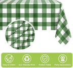 Mulbozy Sage Green Gingham Tablecloth 4 Pack, 54 x 108 Inch Plastic Table Cloth Disposable, Sage Green and White Checkered Table Cover for Party Supplies