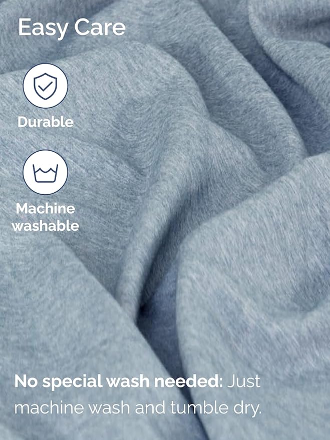 Extra Deep Full Fitted Sheet - Hotel Luxury Single Fitted Sheet Only - Easily Fits 18 inch to 24 inch Mattress - Ultra Soft, Wrinkle Free with Extra Deep Pockets - Breathable & Comfy - Heathered Blue