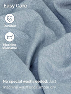 Extra Deep Full Fitted Sheet - Hotel Luxury Single Fitted Sheet Only - Easily Fits 18 inch to 24 inch Mattress - Ultra Soft, Wrinkle Free with Extra Deep Pockets - Breathable & Comfy - Heathered Blue
