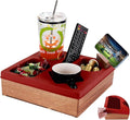 Couch Cup Holder Tray, Silicone Wooden Couch Caddy with Cup Holder for Snacks, Drinks, Remotes, Waterproof Cup Holder for Couch, Organizer, Couch Drink Holder, (red)