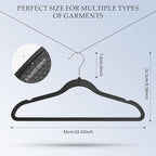 Plastic Coat Hangers 50-Pack,Non-Slip, Space Saving Closet Hangers for Dorm & Apartment - 360° Rotating, Heavy Duty, Durable (Black)