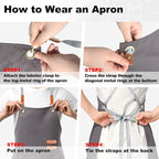 BeLuyi chef apron bib tool apron for man woman cross back straps with 4 pockets for kitchen cooking gardening baking working