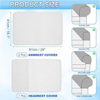 uxcell 3 PCS Armrest Covers, Couch Arm Cover Furniture Protect Slide Recliner Chair Armchair Covers with Side Storage Pocket for Sofa Recliner, Ecru