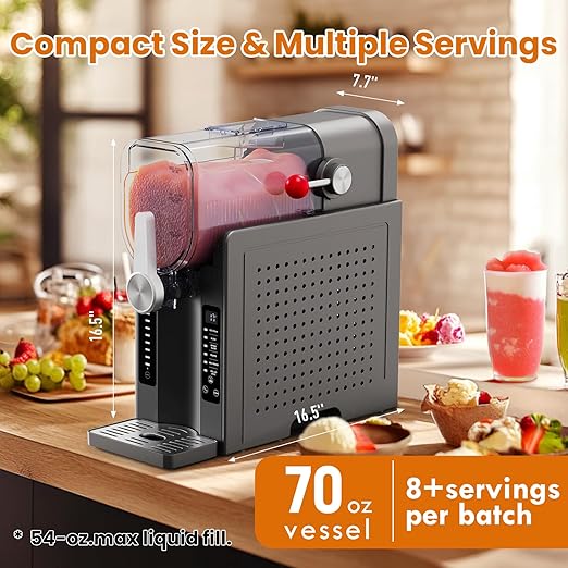 BKPPM Slushie Machine: No Ice Needed Slushy Machine for Home, 6 Preset, Real-Time Temp Display, Auto-Clean | Frozen Margaritas, Cocktails, Frappés, Ice Cream, Smoothies, Milkshakes,Summer Parties