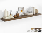 RICHFOCUS 72Inch Floating Shelves for Wall 1 Pack Shelves for Bedroom|Kitchen|Bathroom Wall Mounted Rustic Wood Floating Shelf with Invisible Brackets for Books|Storage|Decor, Walnut